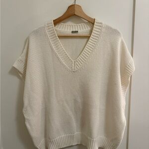 Margaret O'Leary Cream V-Neck Sweater